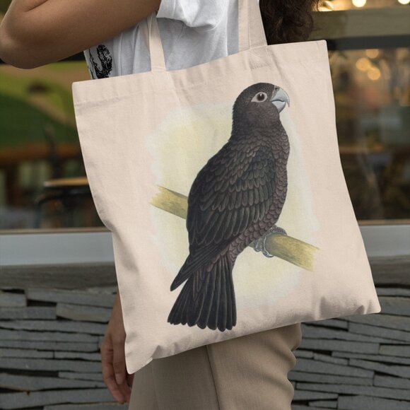 Outfit Bits Handbags - Black Parrot Vintage Print Graphic Canvas Tote Bag